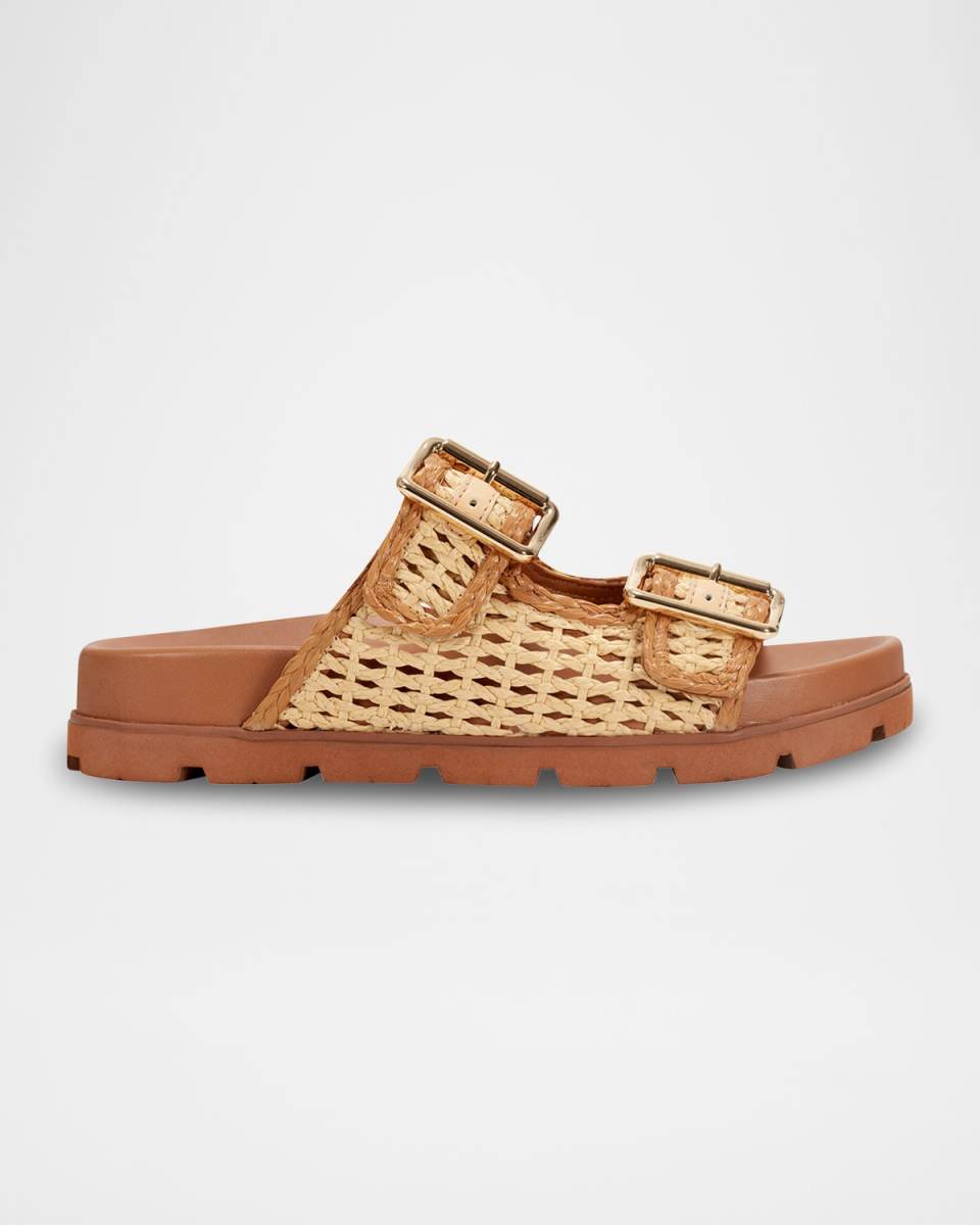 Mylan Raffia Dual-Buckle Sporty Sandals